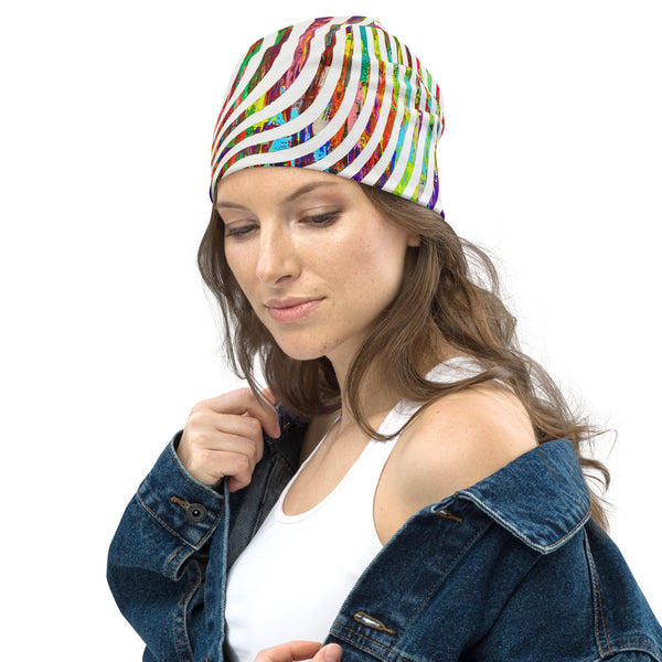 "Currents" All-Over Print Beanie