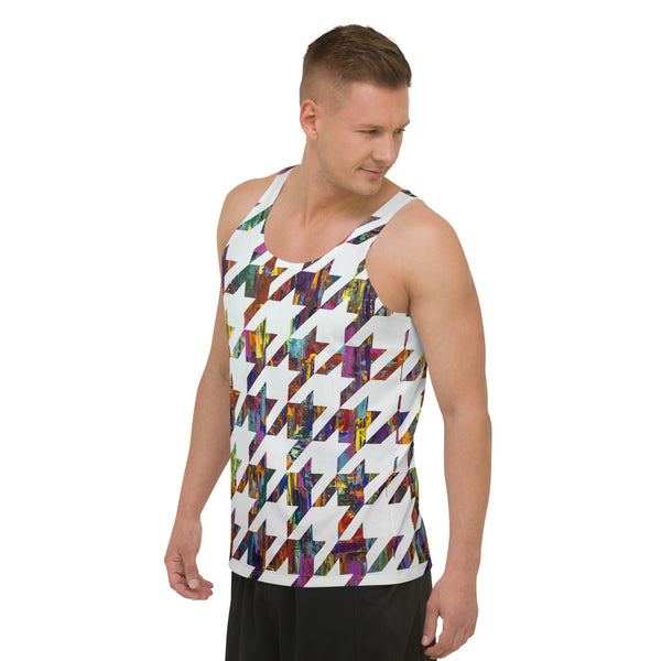 Which Came First, Galaga or Houndstooth Unisex Tank Top